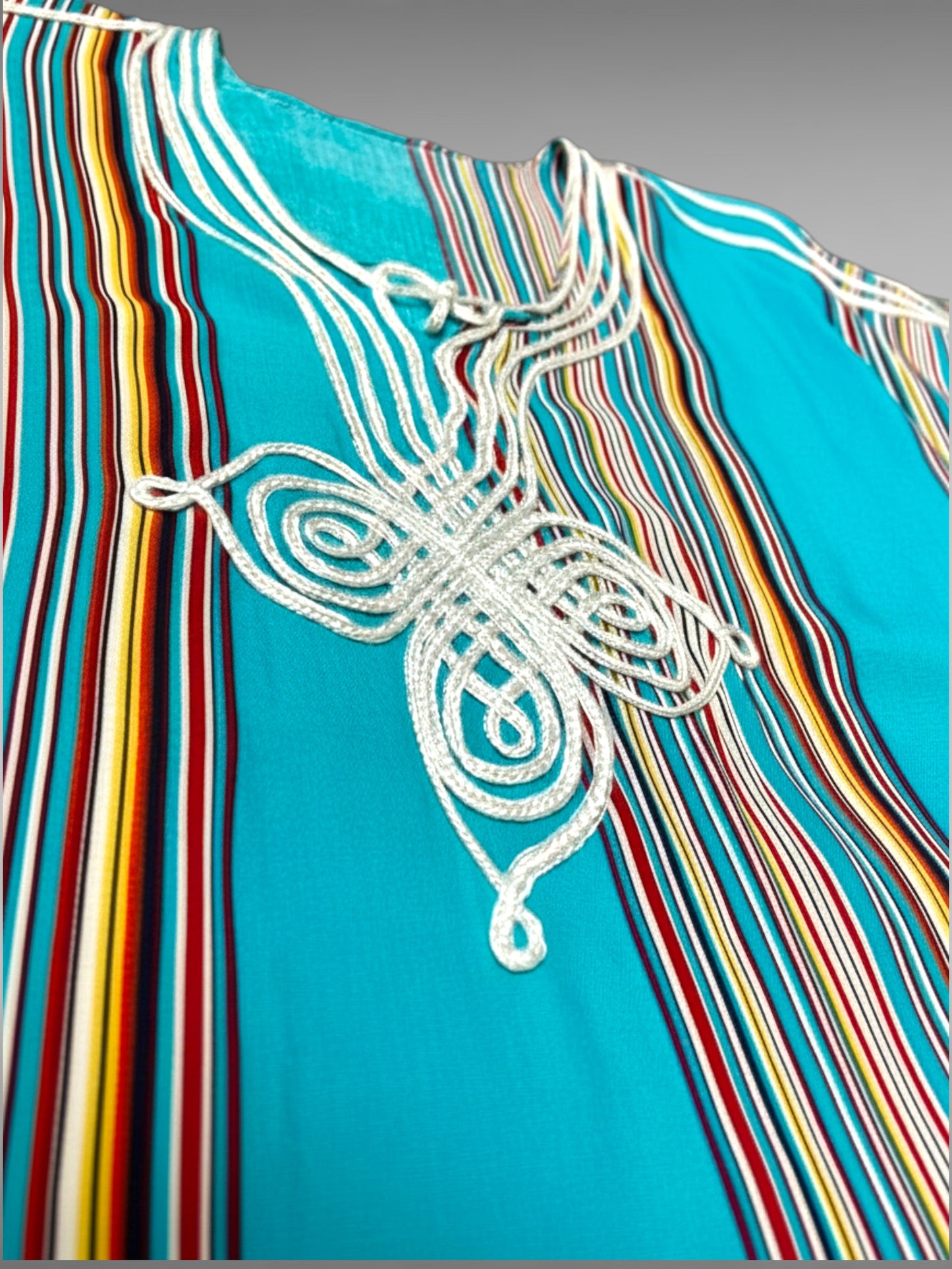 Turquoise Moroccan Striped Gandora